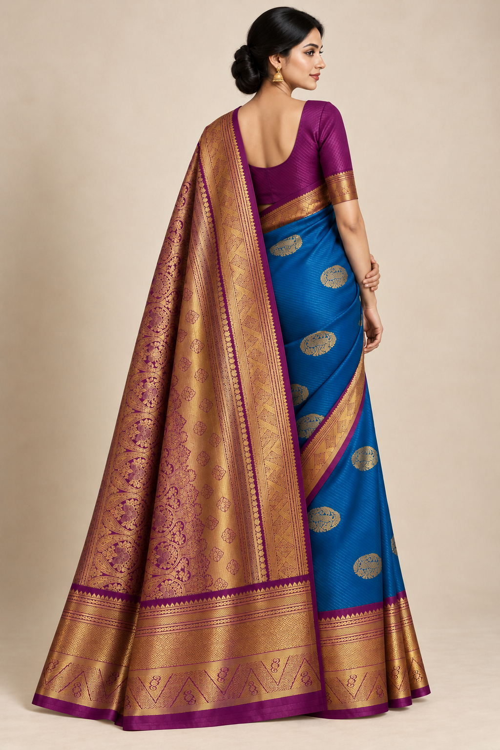 blue saree — model-pallu