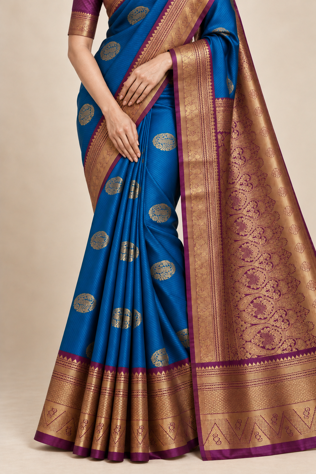blue saree — drapering