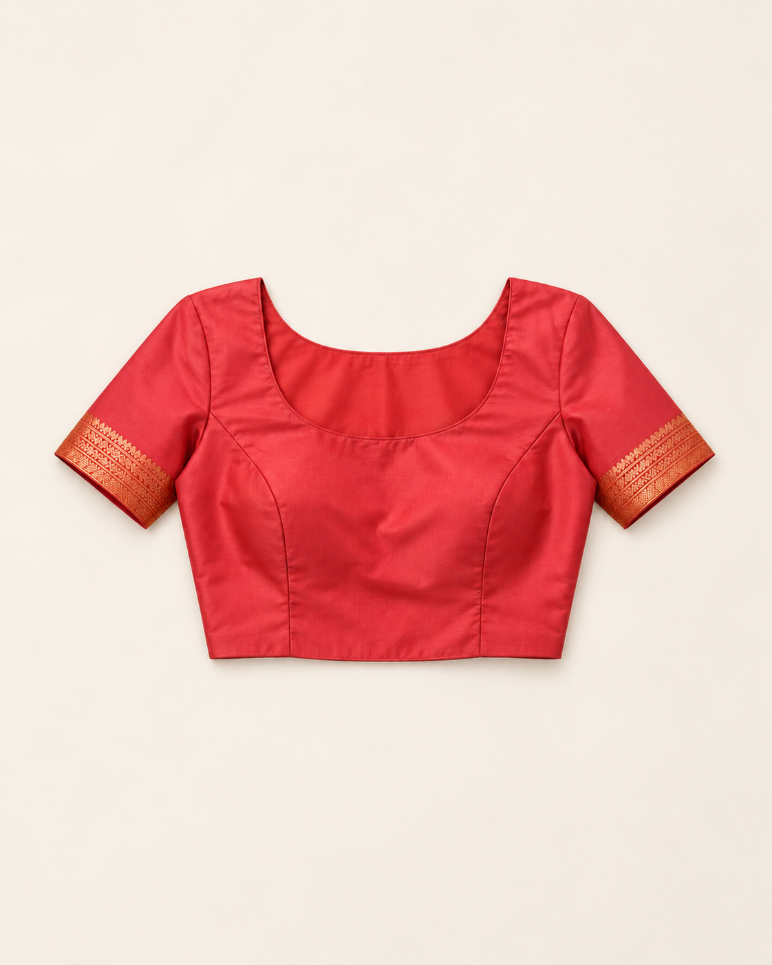 Coral rose stitched styling blouse with copper cuffs