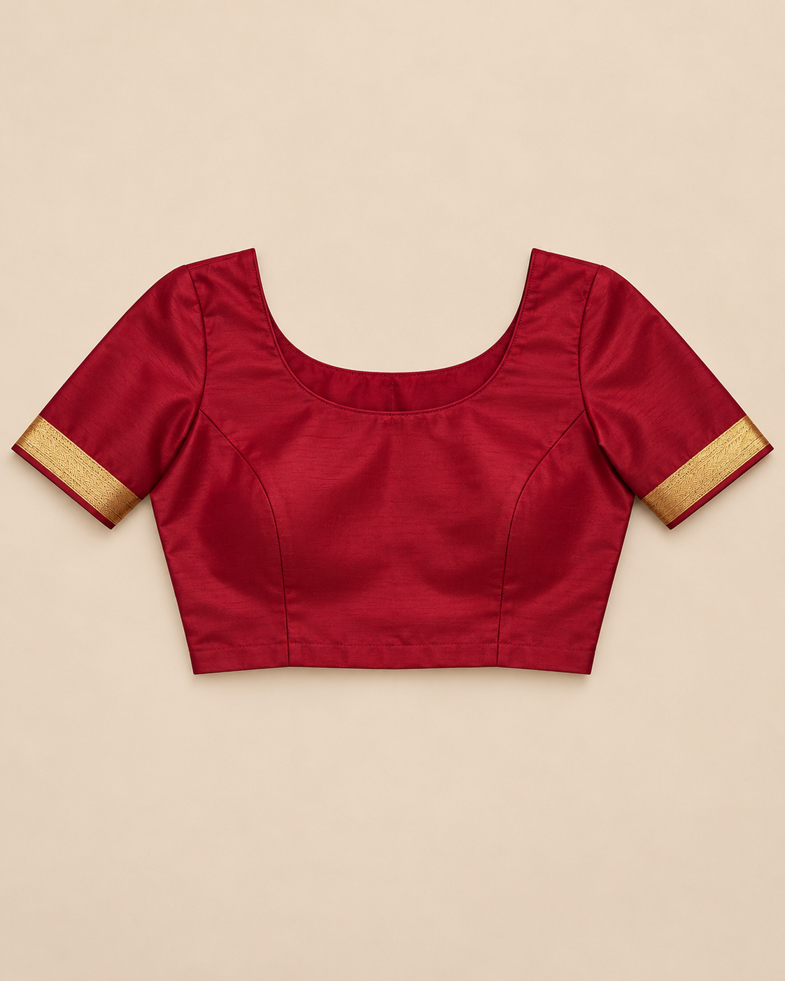 Stitched blouse styling example; unstitched fabric supplied — navy blue silk saree