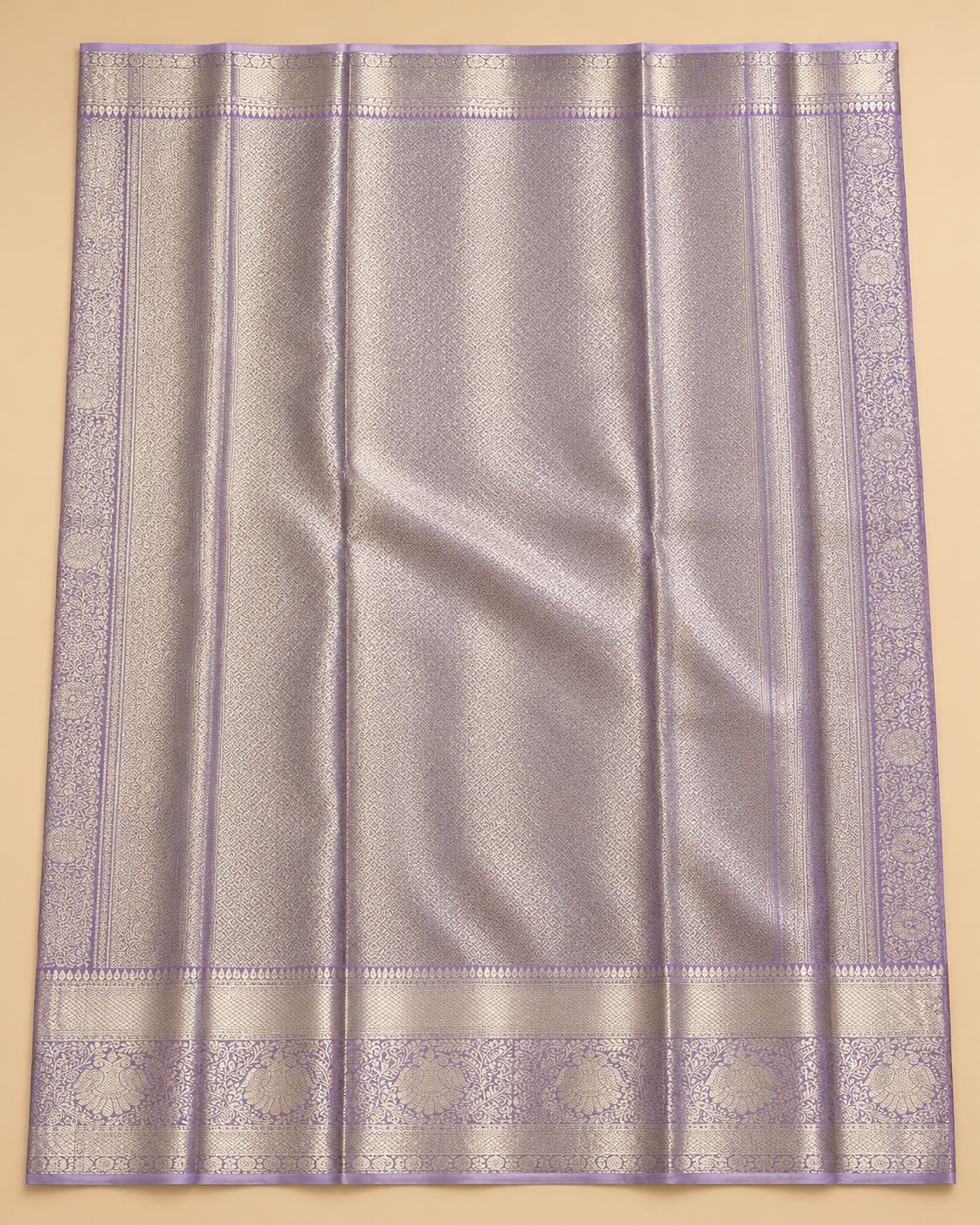 Geometric woven pallu — lavender silk saree