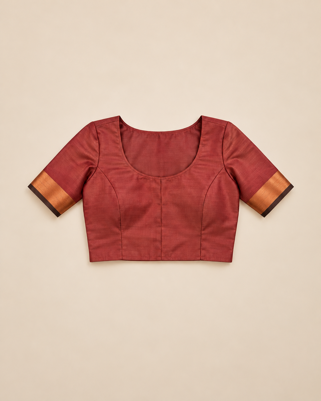 Stitched blouse styling example; unstitched fabric supplied — charcoal silk saree