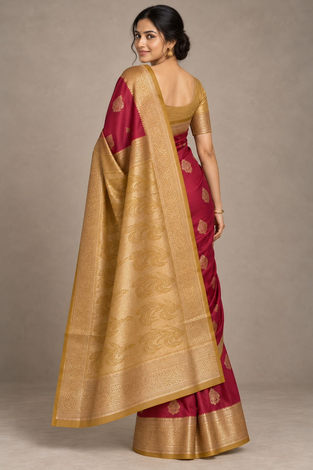 red saree — model-pallu-achterkant