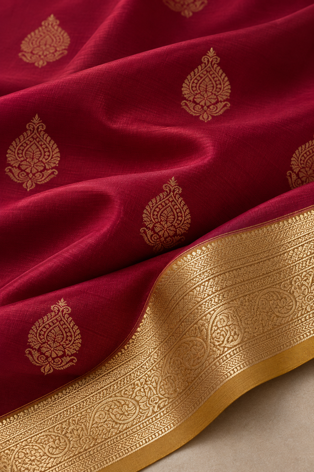 red saree — close-up-stof