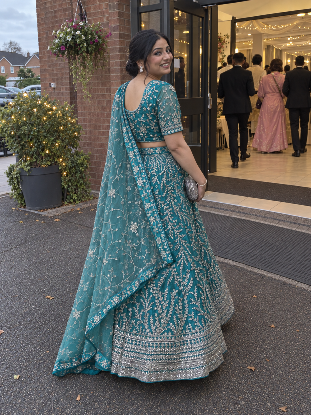 turquoise embroidered lehenga — Raashi Silk House
